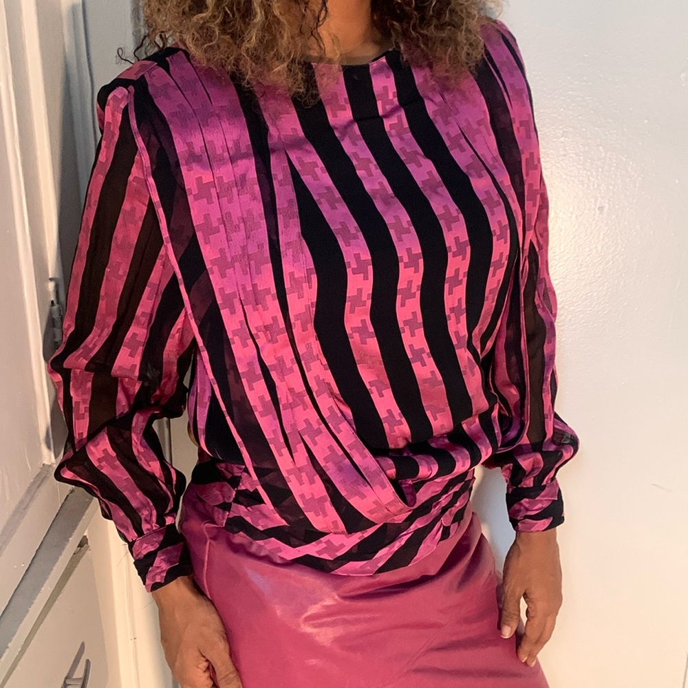 Vintage Oleg Cassini long sleeved Silk Blouse